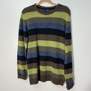 Vintage-Style Multicolor  Colorblock Striped Sweater‎ L